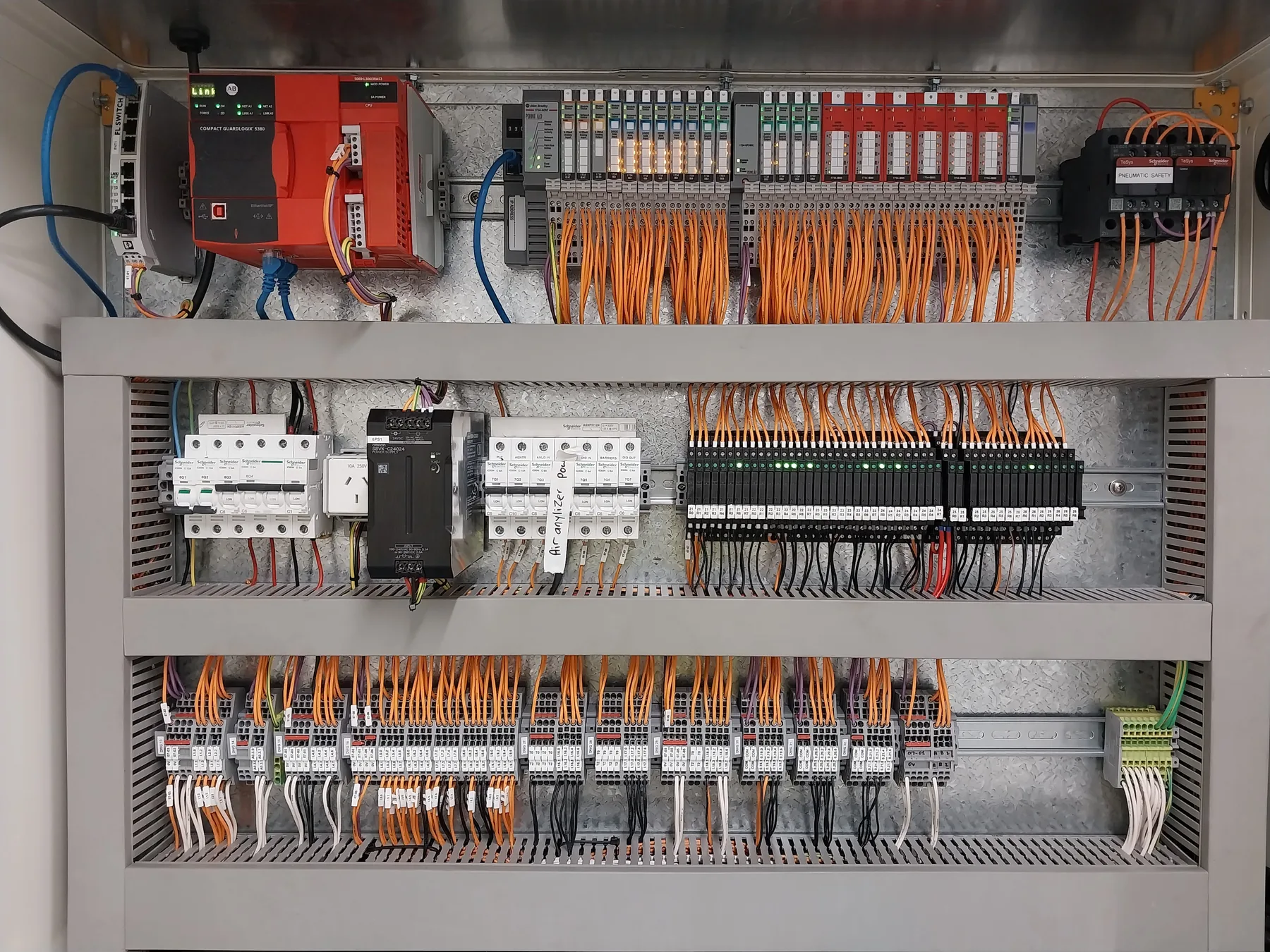 PLC and control cabinet wiring for the OneFortyOne LOSP plant